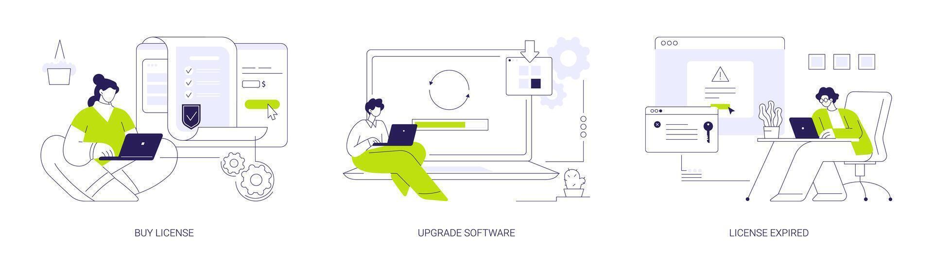 Software license abstract concept illustrations. vector