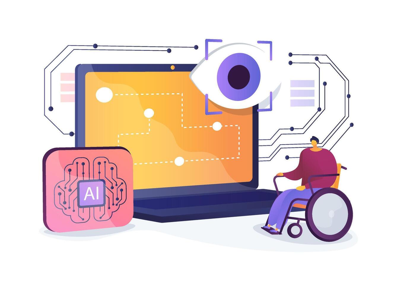 AI Eye-Tracking for Accessibility abstract concept illustration. vector