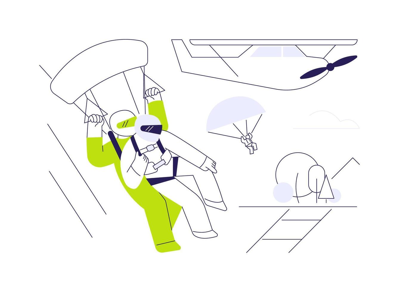 Parachute jumping abstract concept illustration. vector