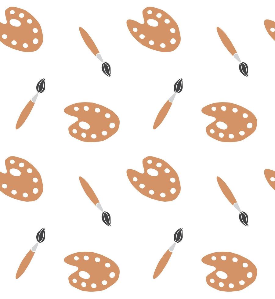 Seamless pattern of hand drawn doodle brush and palette vector