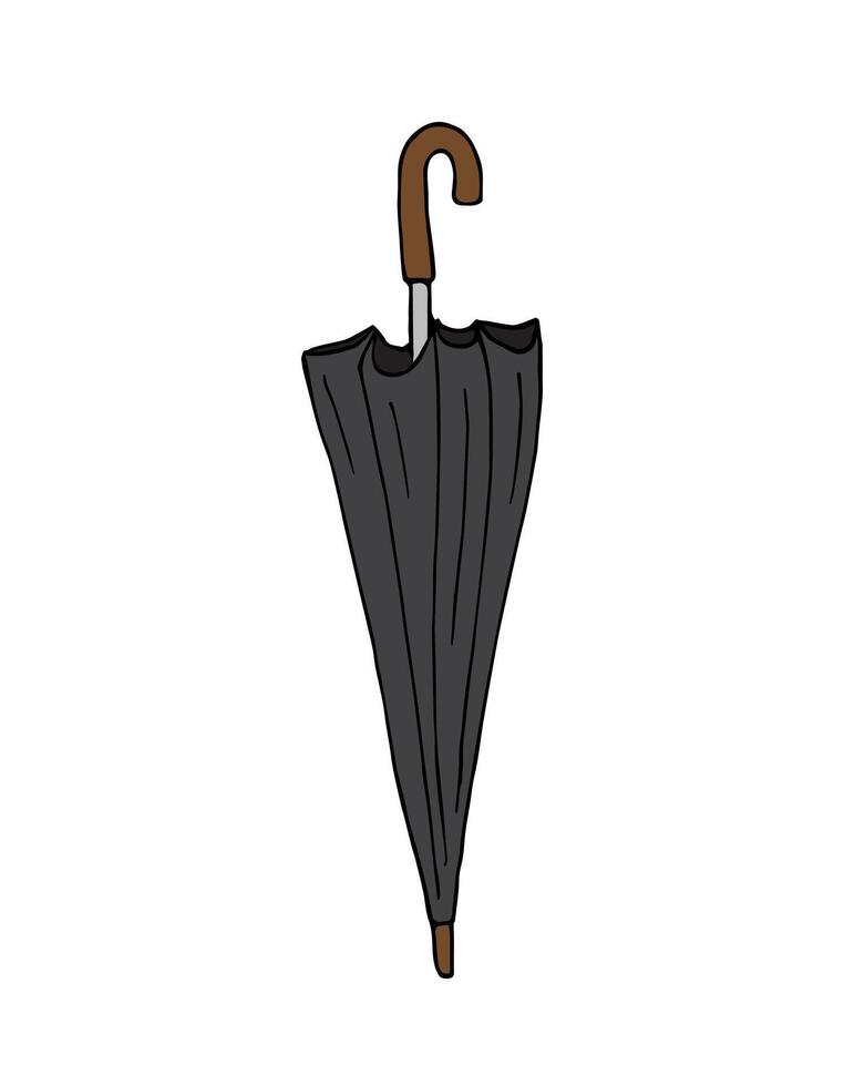 Hand drawn umbrella silhouette vector