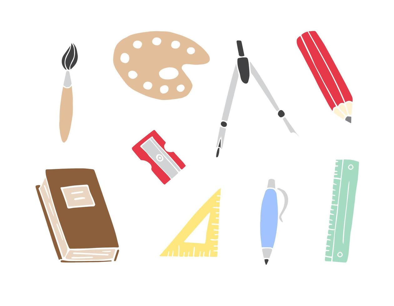 Set bundle of hand drawn doodle sketch school office chancellery vector