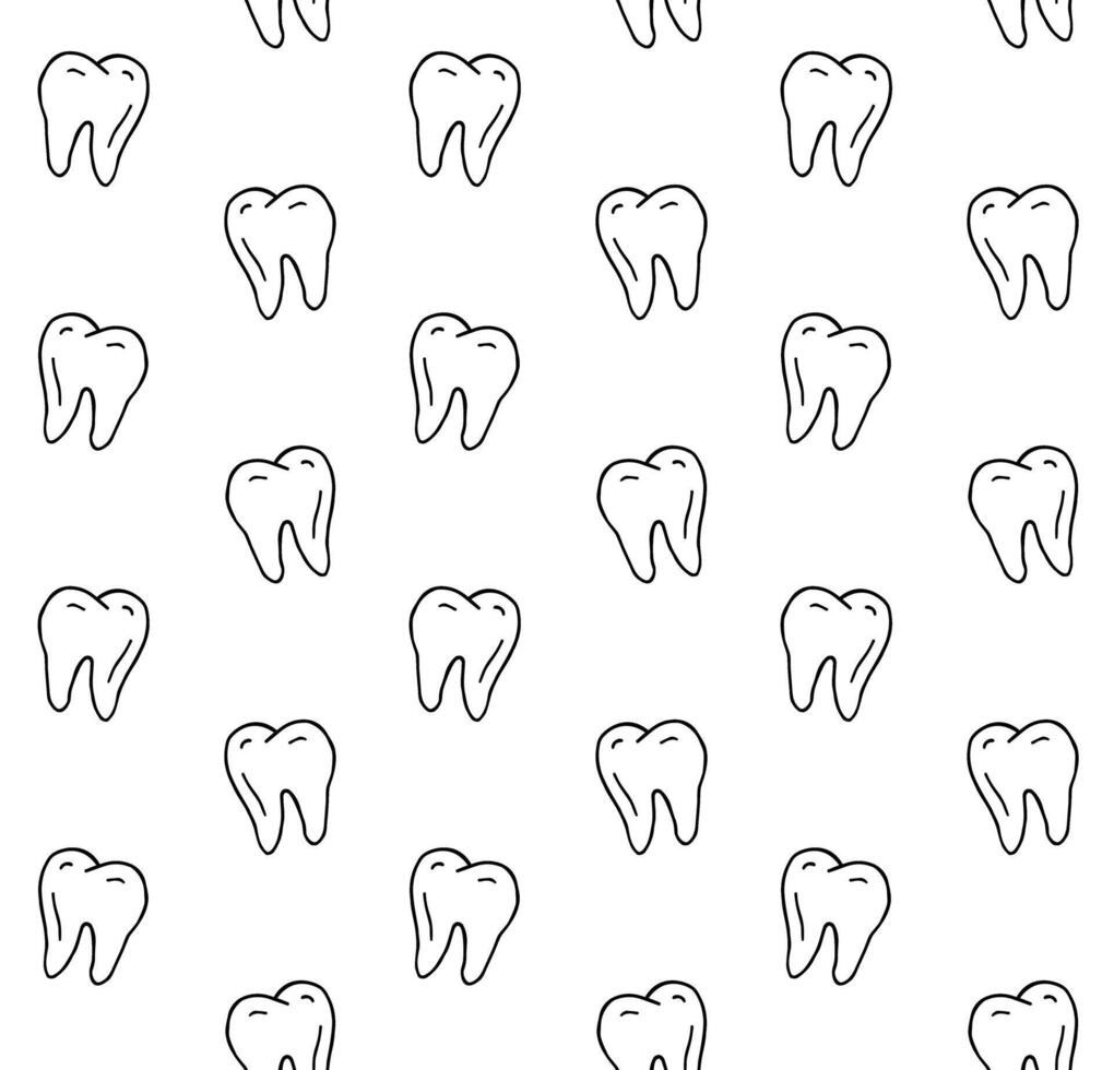 Seamless pattern of hand drawn doodle sketch tooth isolated on white background vector