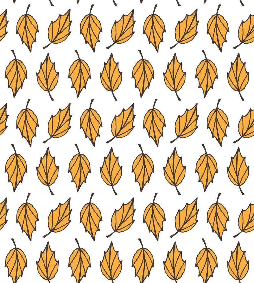 Seamless pattern of hand drawn doodle sketch orange autumn leaves isolated on white background vector