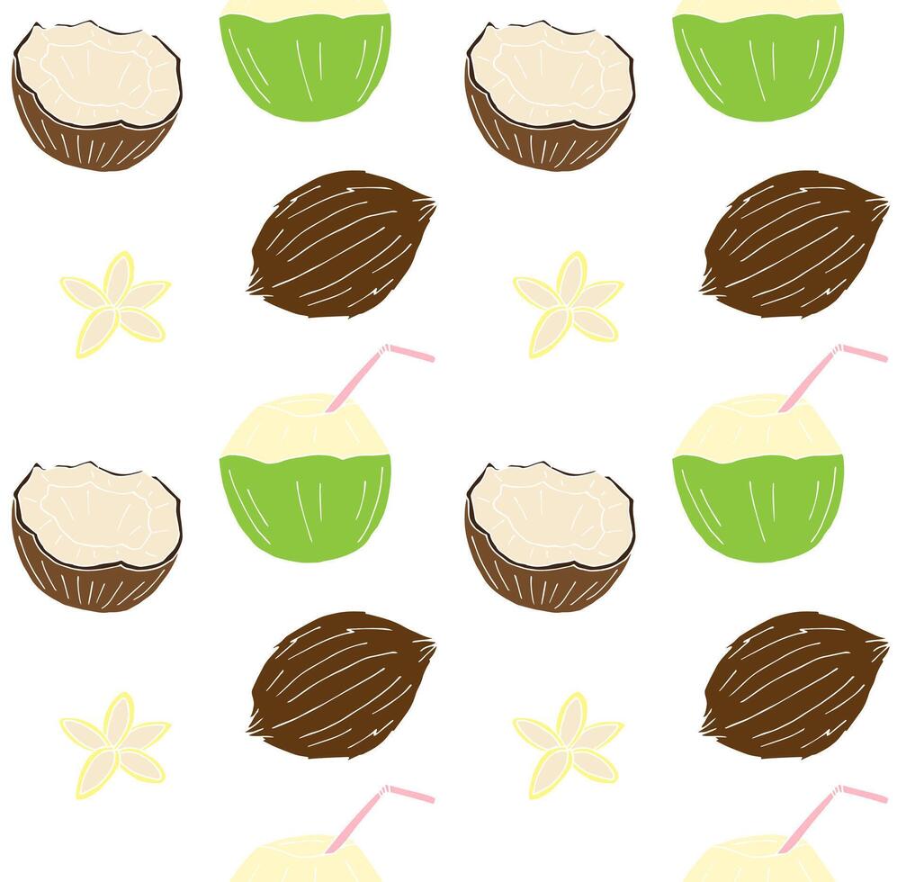 Seamless pattern of hand drawn doodle sketch different coconut isolated on white background vector