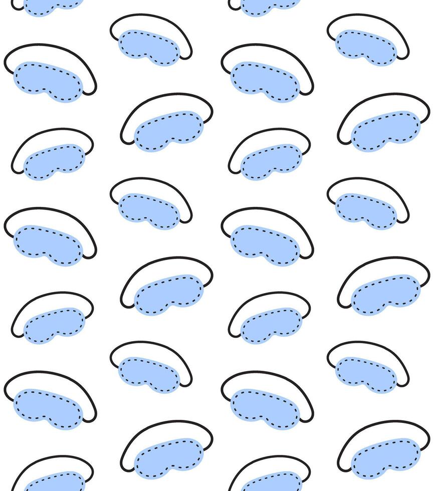 Seamless pattern of doodle sketch sleeping mask isolated on white background vector