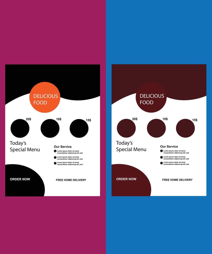 delicious food menu flyer design vector