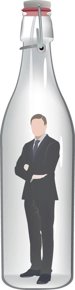 A man in a suit is inside a glass jar vector