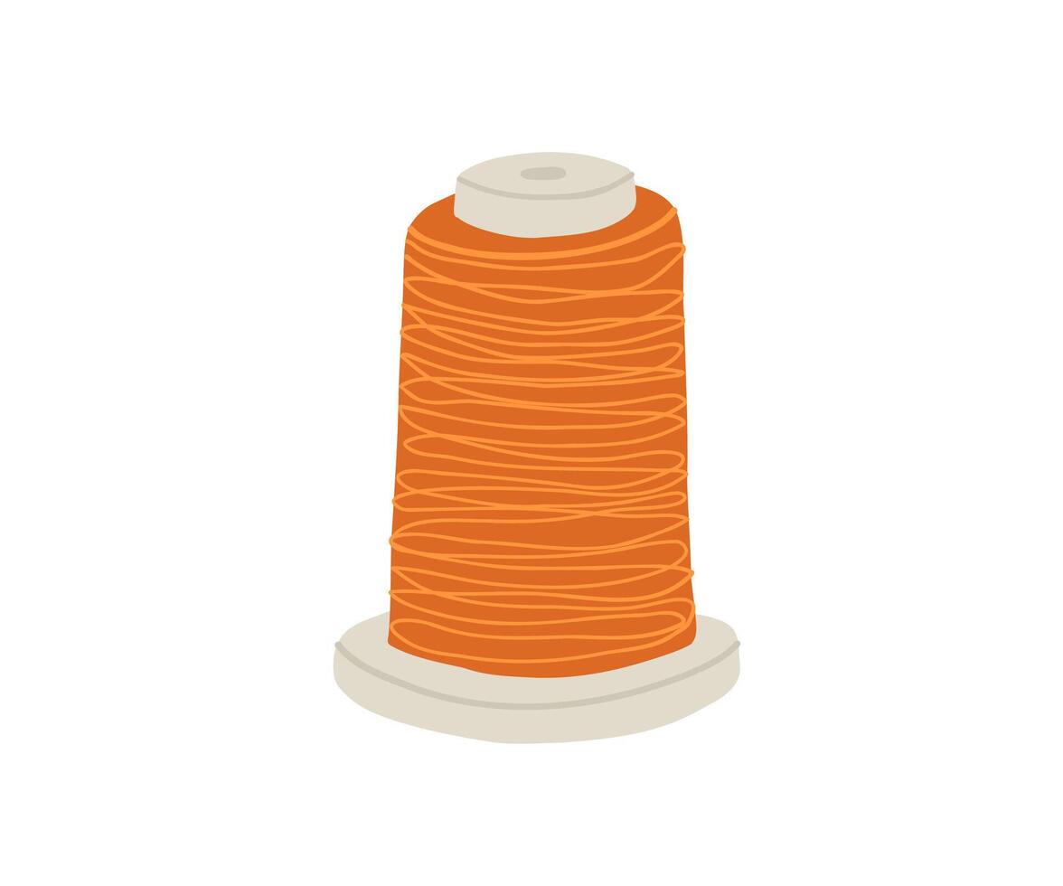 A detailed illustration of an orange thread spool for sewing and crafting. Ideal for DIY, fashion, and handmade product designs vector