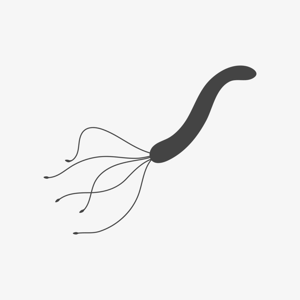 Black Icon of Helicobacter Pylori. Illustration of bacteria. Human stomach illness vector