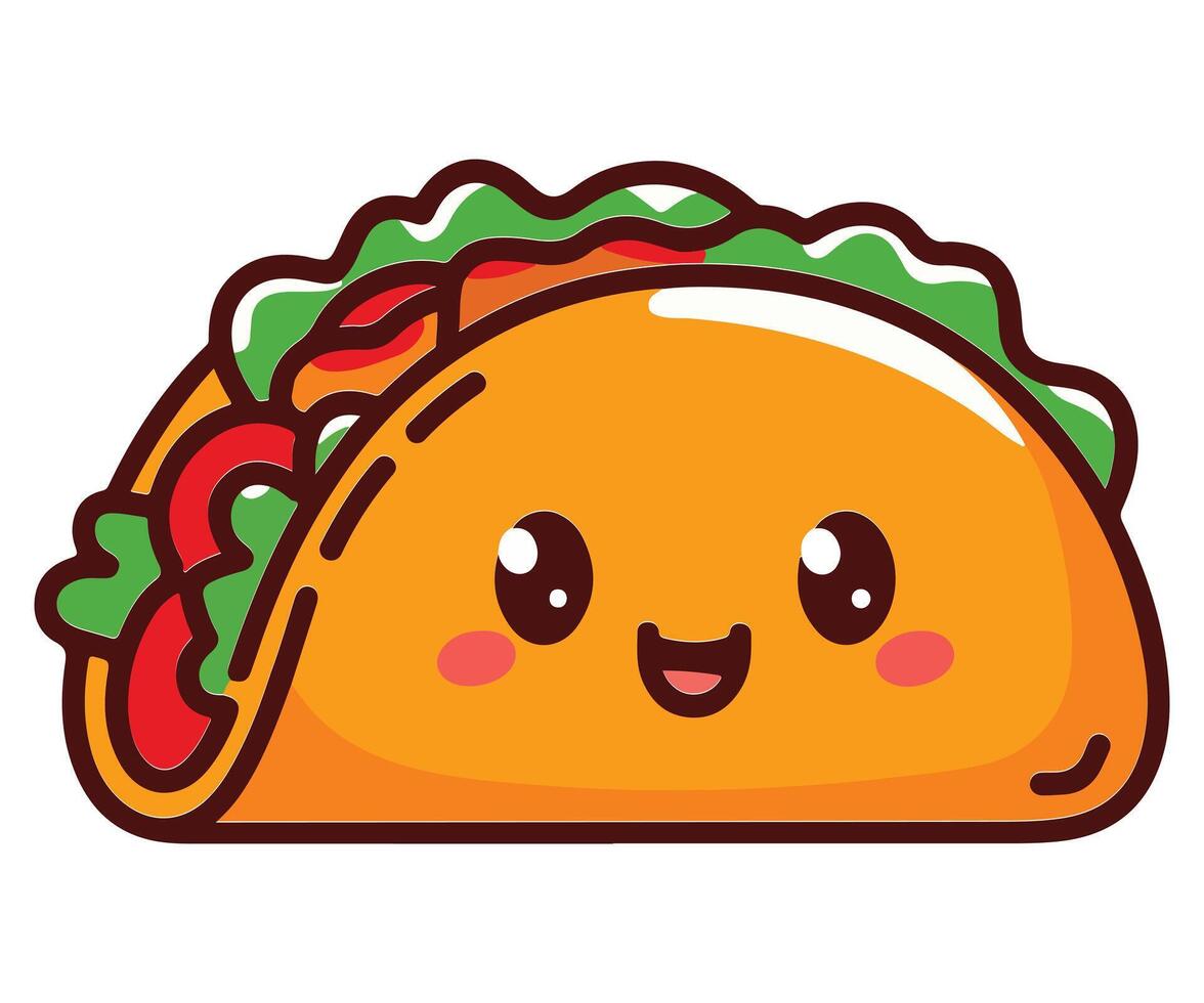 Adorable Happy Taco Illustration Fun Cartoon Food Design vector