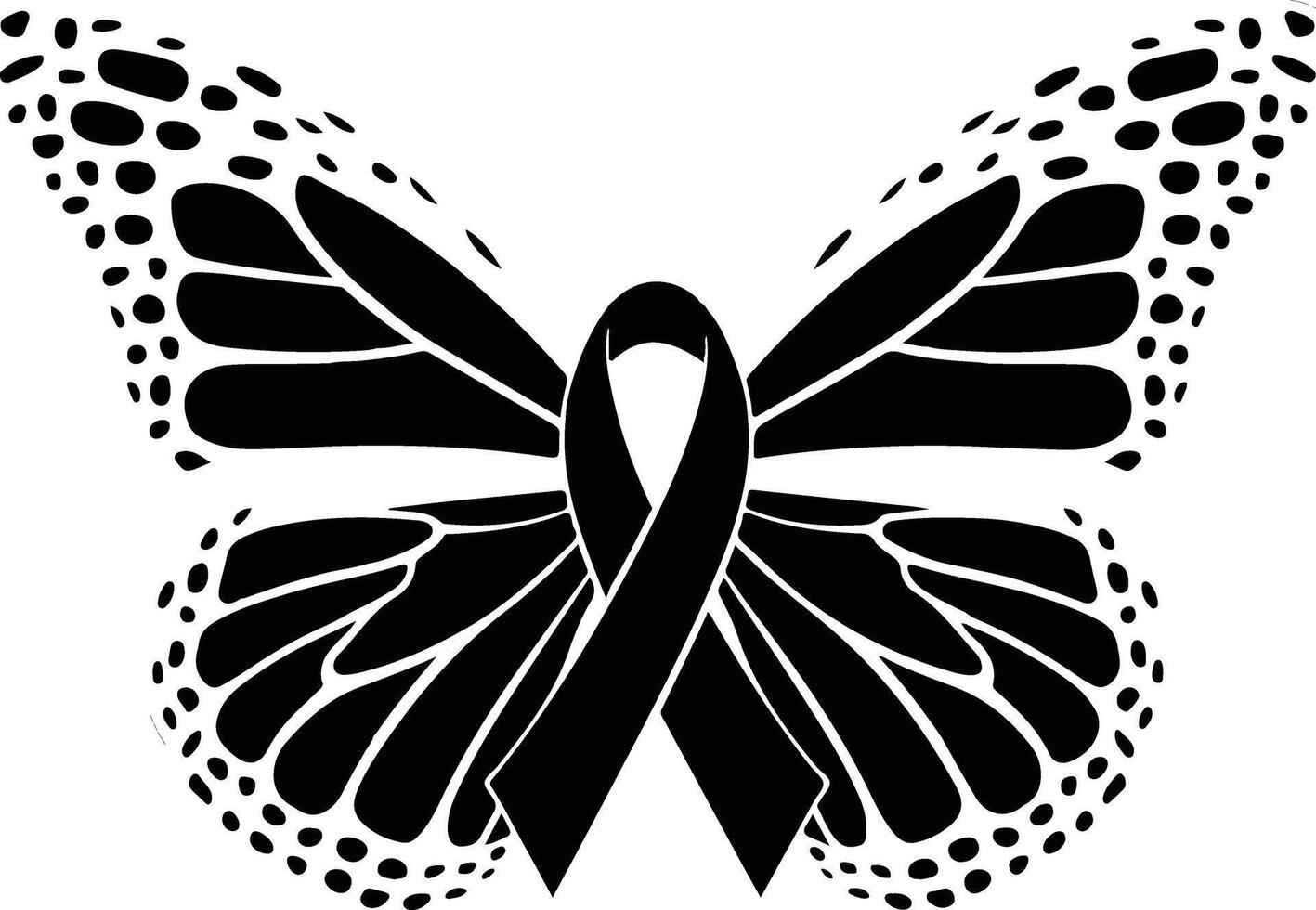 Butterfly Ribbon butterfly SVG Symbol of Strength And Hope. vector