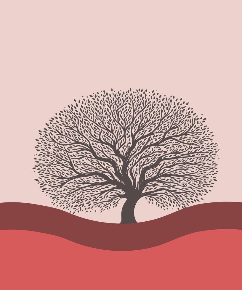 Illustration design of a tree with a colorful background for interior decoration and wall art vector