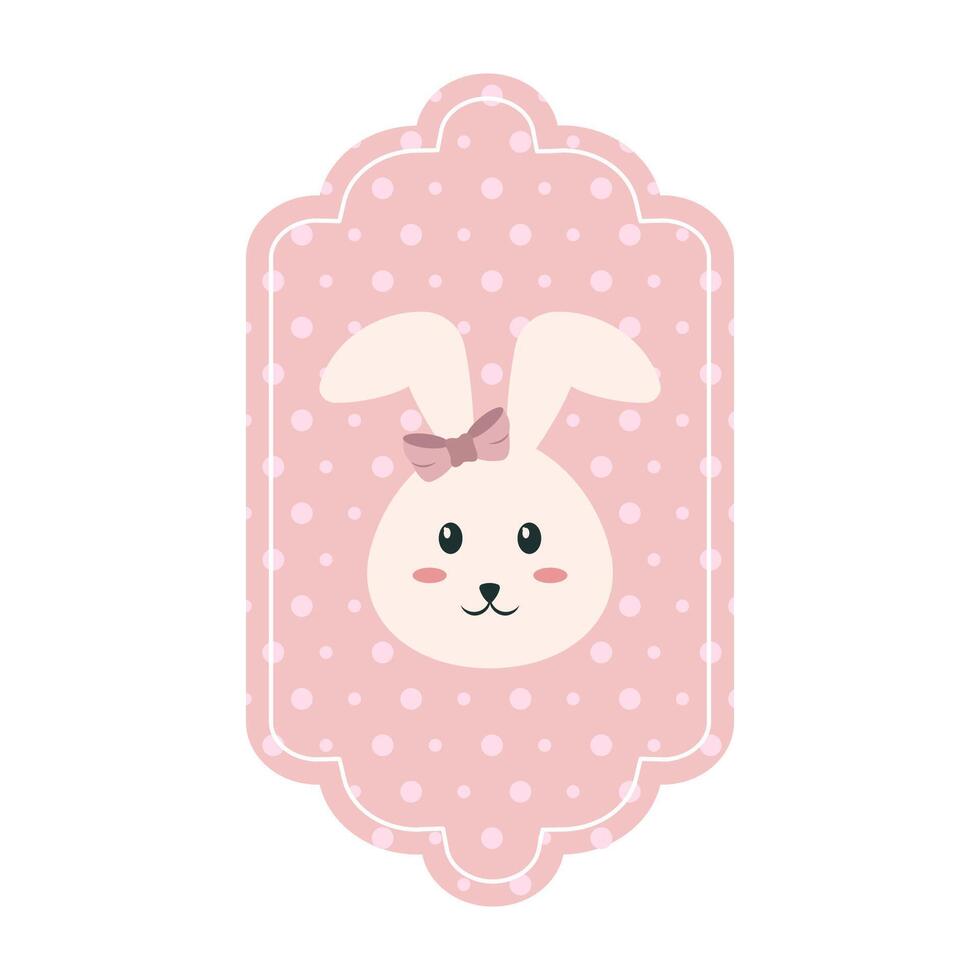 Cute Easter Bunny Gift Tags and Labels Flat Illustrations. vector