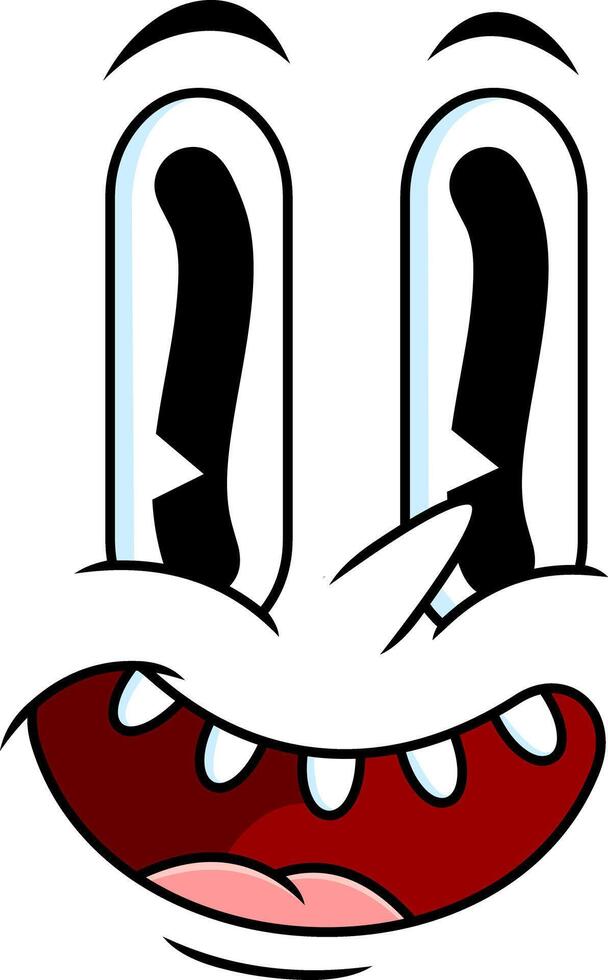 Happy Silly Face With Big Teeth And Cartoon Eyes vector