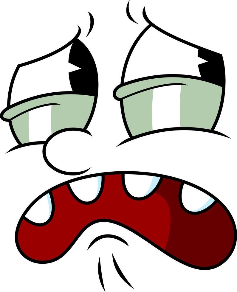 Sad Cartoon Face With Droopy Eyes And Frowning Mouth vector