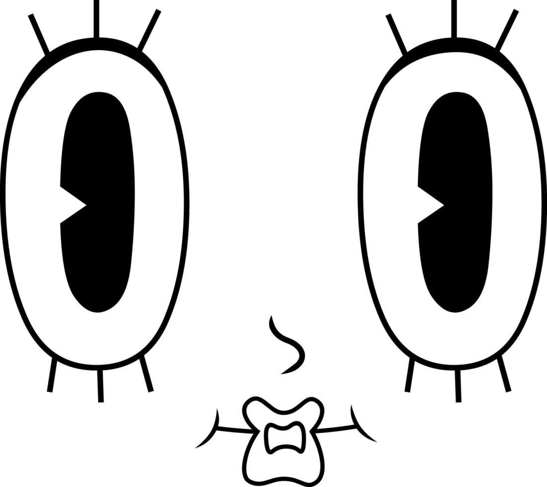 Bold Line Art Of Cute Surprised Face With Big Eyes vector