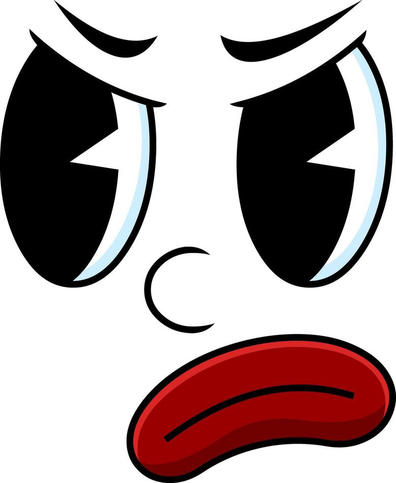 Angry Cartoon Face With Big Eyes And Pouting Red Lips vector