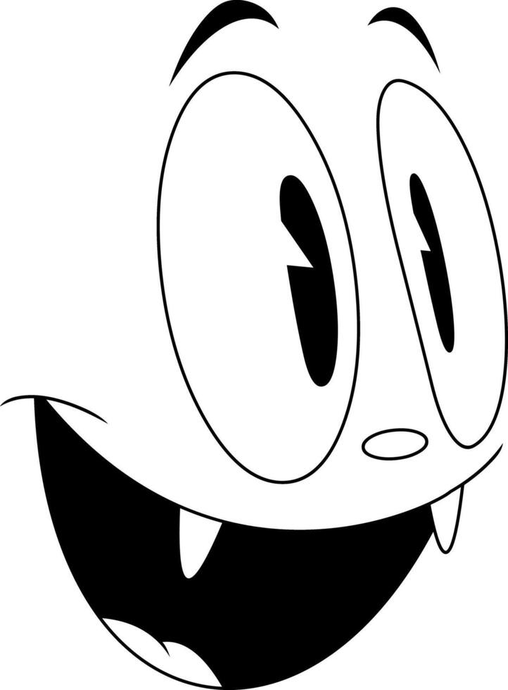 Outlined Cartoon Head With Open Smile And Raised Eyebrows vector