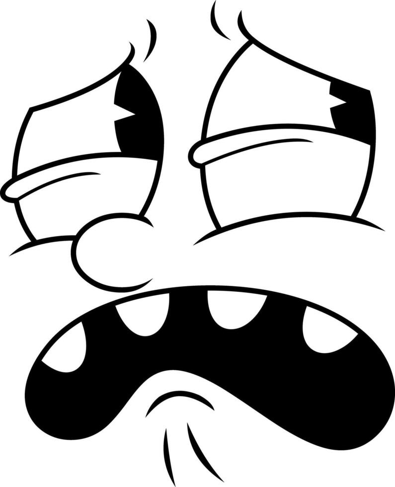 Black And White Sad Cartoon Face With Closed Eyes And Frown vector