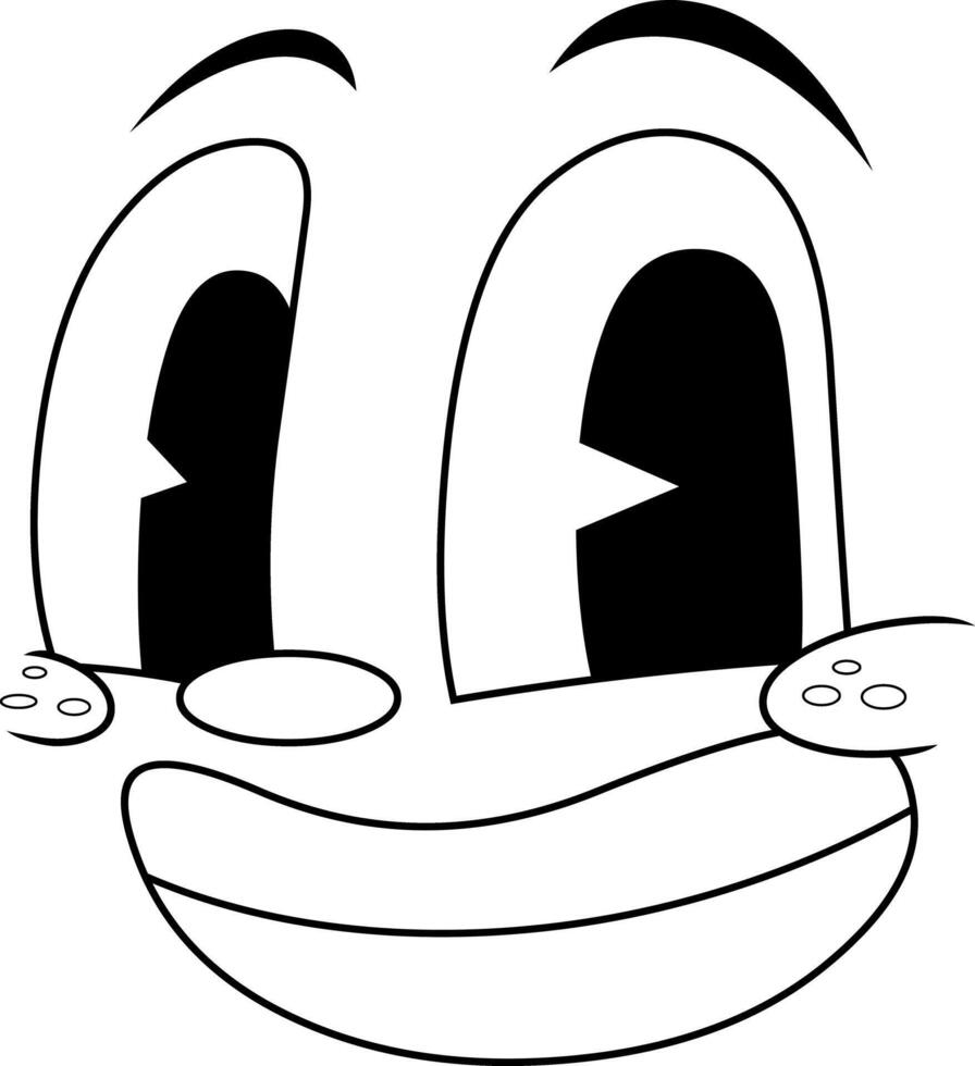 Outlined Comic Face With Cheerful Eyes And Cartoon Nose vector