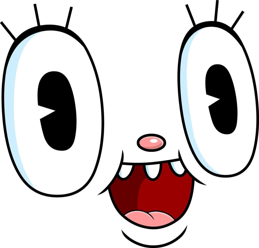 Cheerful Cartoon Face With Lashes Nose And Expressive Smile vector