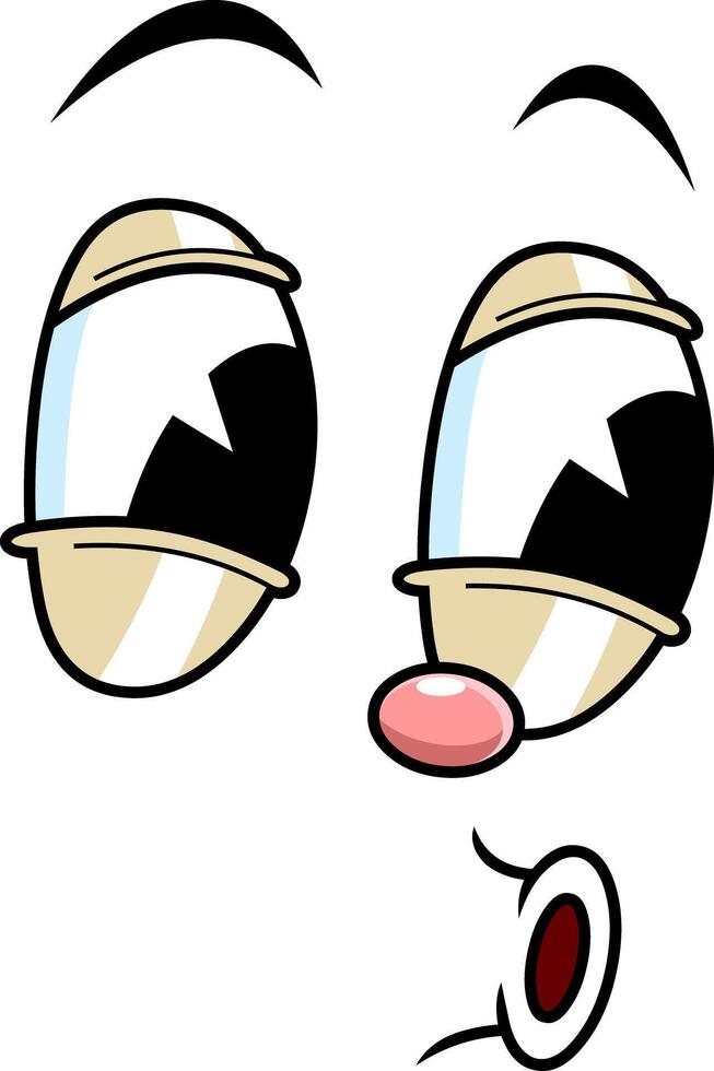 Surprised Cartoon Face With Big Eyes Raised Eyebrows And Small Mouth vector