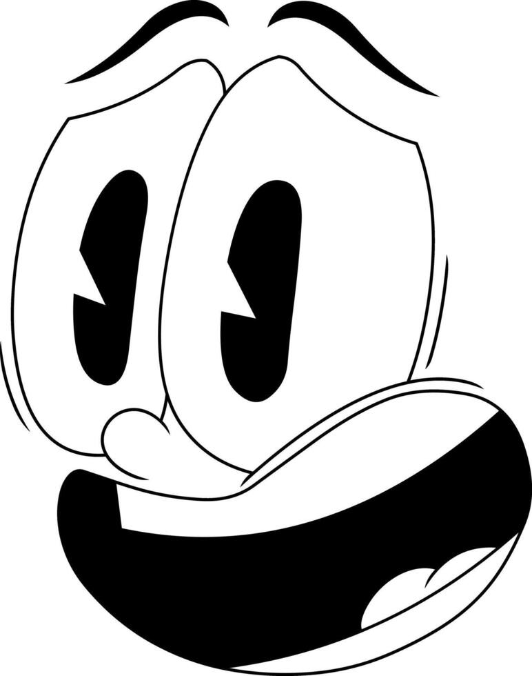 Black And White Cartoon Face With Big Eyes And Open Mouth vector