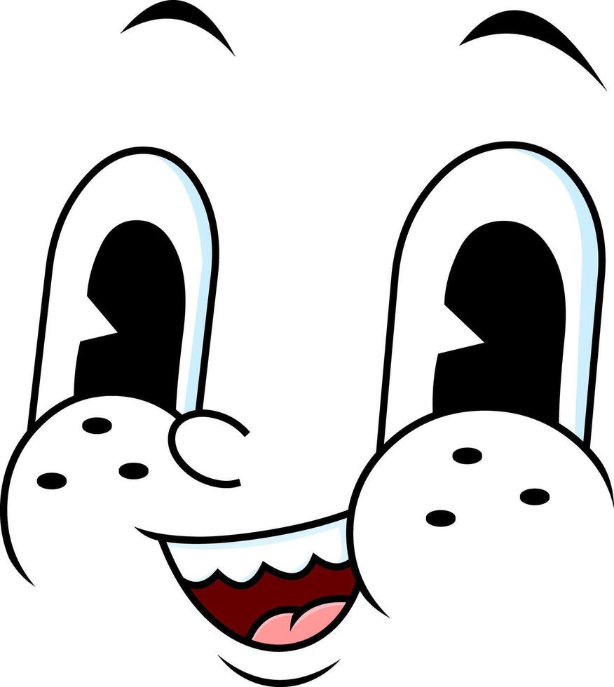 Happy Colorful Cartoon Expression With Eyes Freckles And Teeth vector