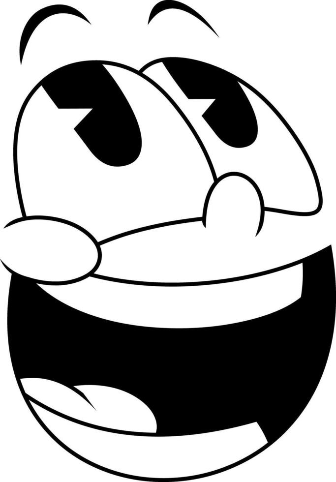 Black And White Cartoon Face With Big Smile And Excited Eyes vector