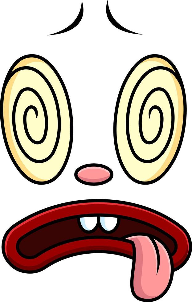 Crazy Doodle Face With Hypnotic Spiral Eyes And Goofy Expression vector