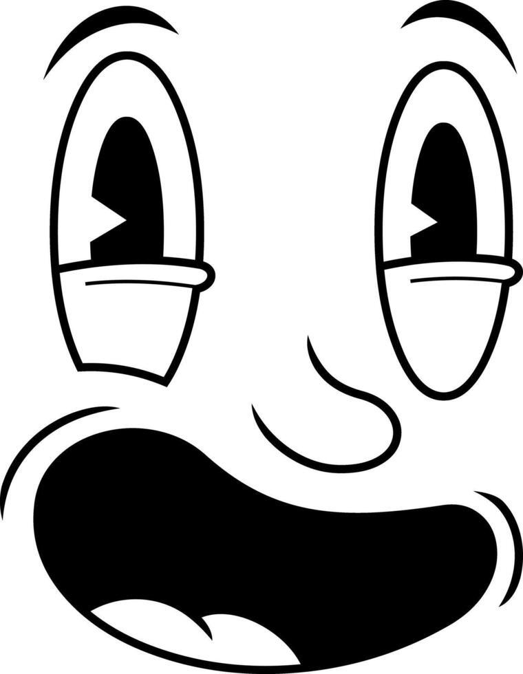 Goofy Cartoon Expression With Cheerful Eyes And Open Mouth vector