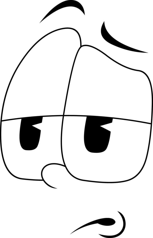 Black And White Cartoon Face With Suspicious Eyes And Raised Brow vector