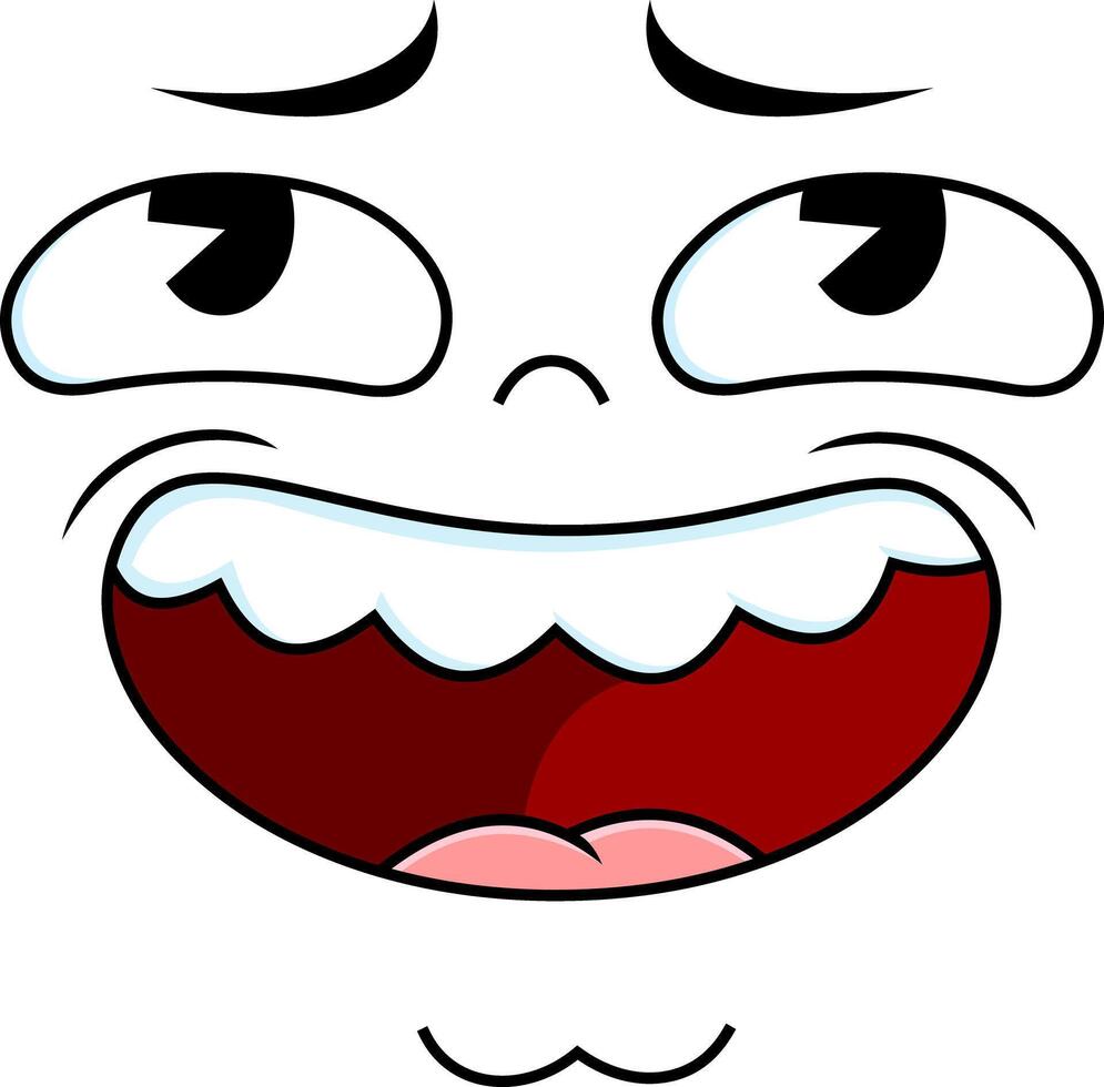 Cartoon Face With Raised Brows Big Mouth And Silly Look vector