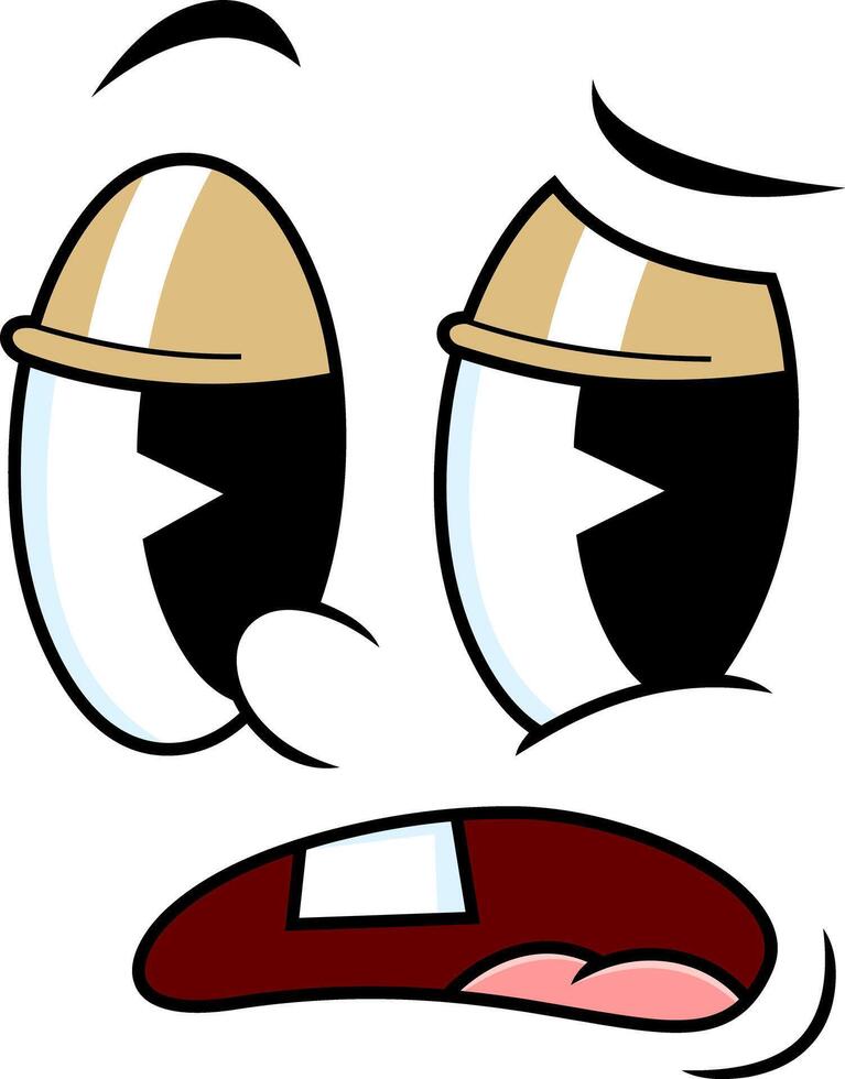 Surprised Cartoon Face With Big Shiny Eyes And Open Mouth vector