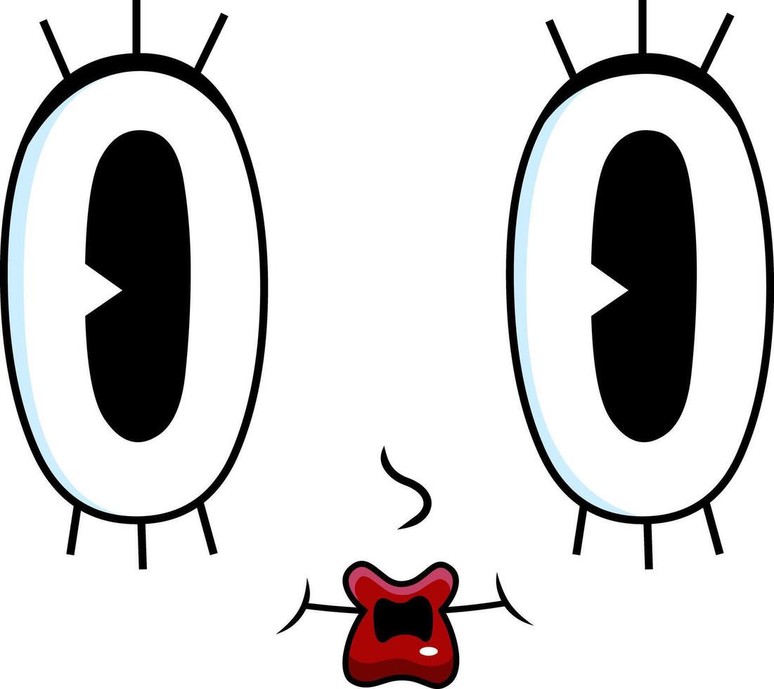 Colorful Face Illustration With Eyelashes Lips And Big Eyes vector
