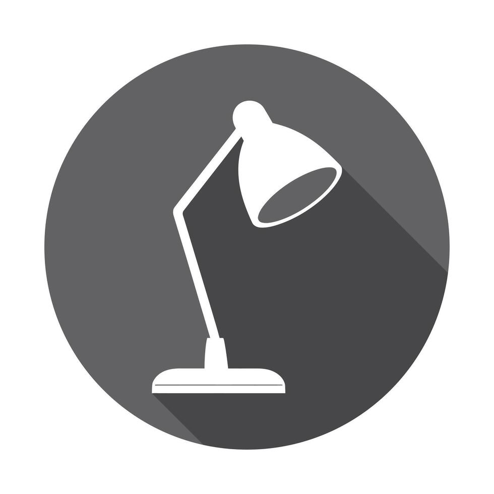 A desk lamp with a long shadow on a white background vector