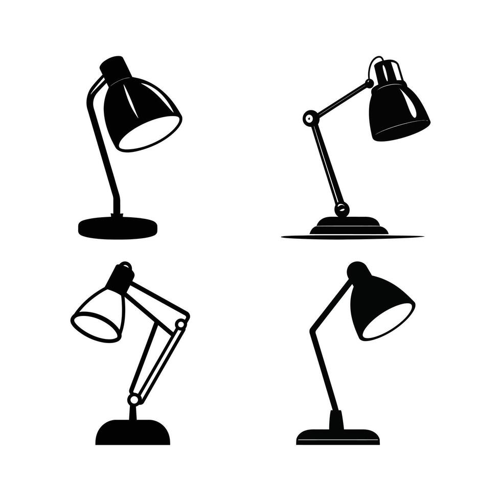 Black and white lamp icons vector