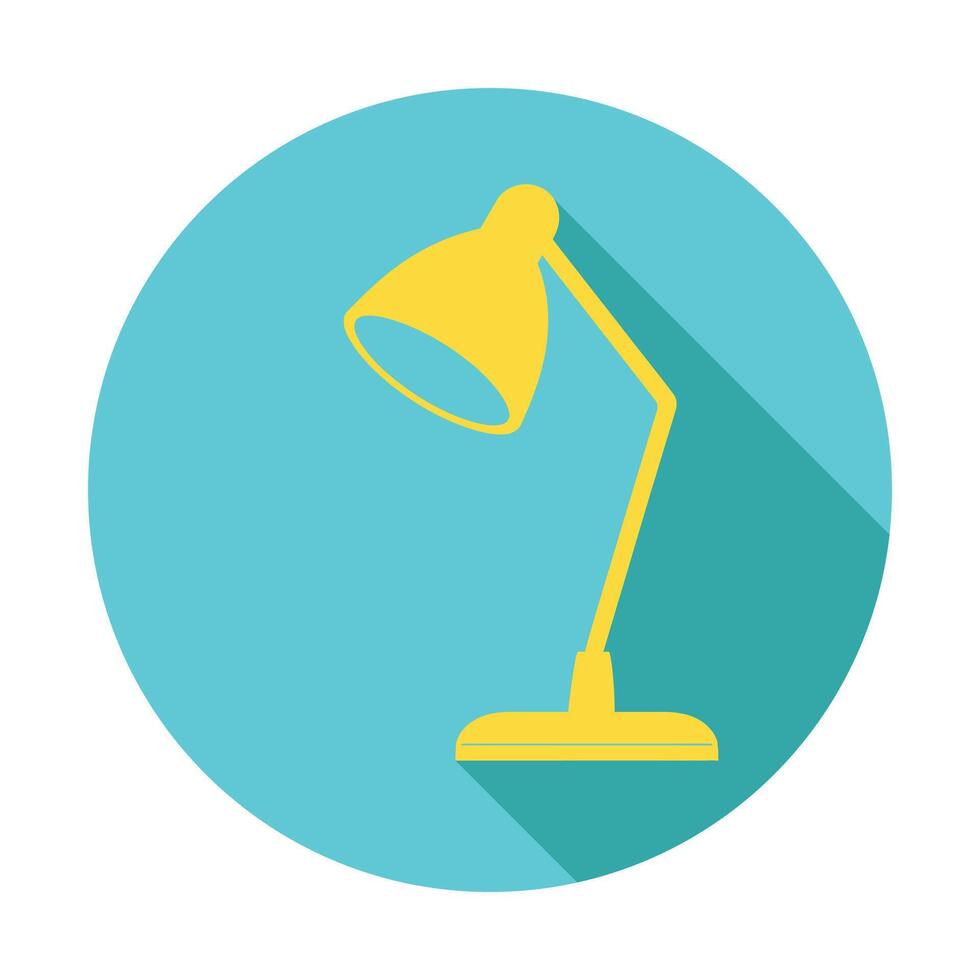A lamp with a long shadow on a blue background vector