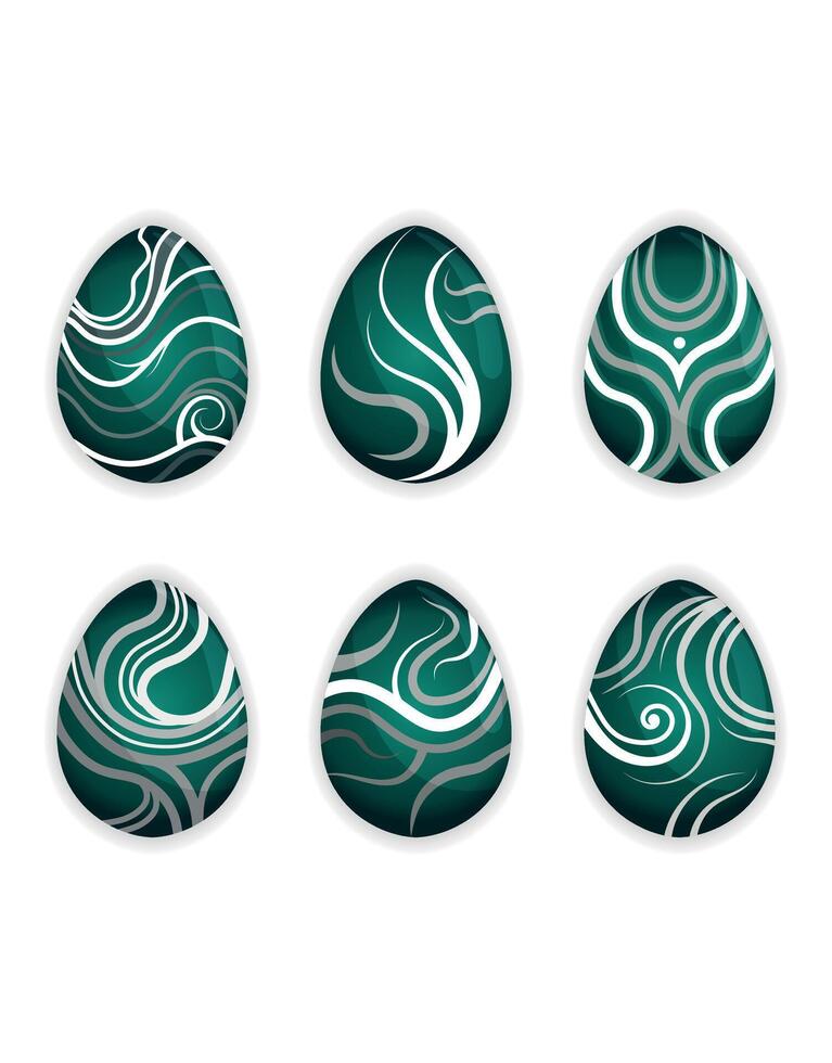 Green and Silver Swirl Easter Eggs vector