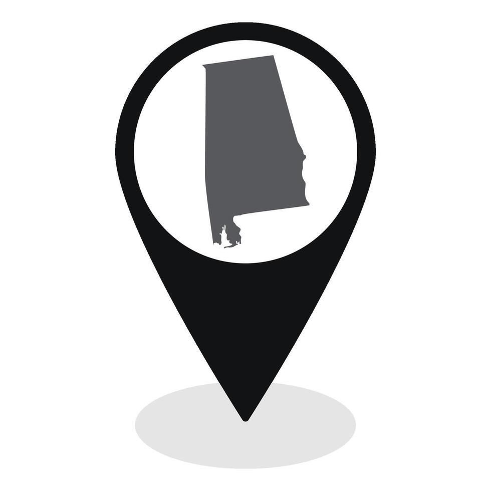 Alabama state map. Map of Alabama state in black color vector