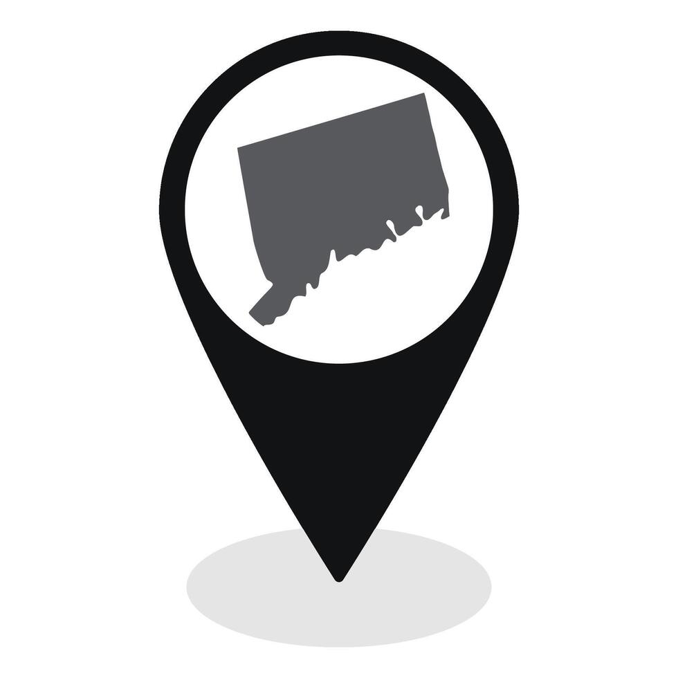 Connecticut state map. Map of Connecticut state on map pinpoint in black color vector