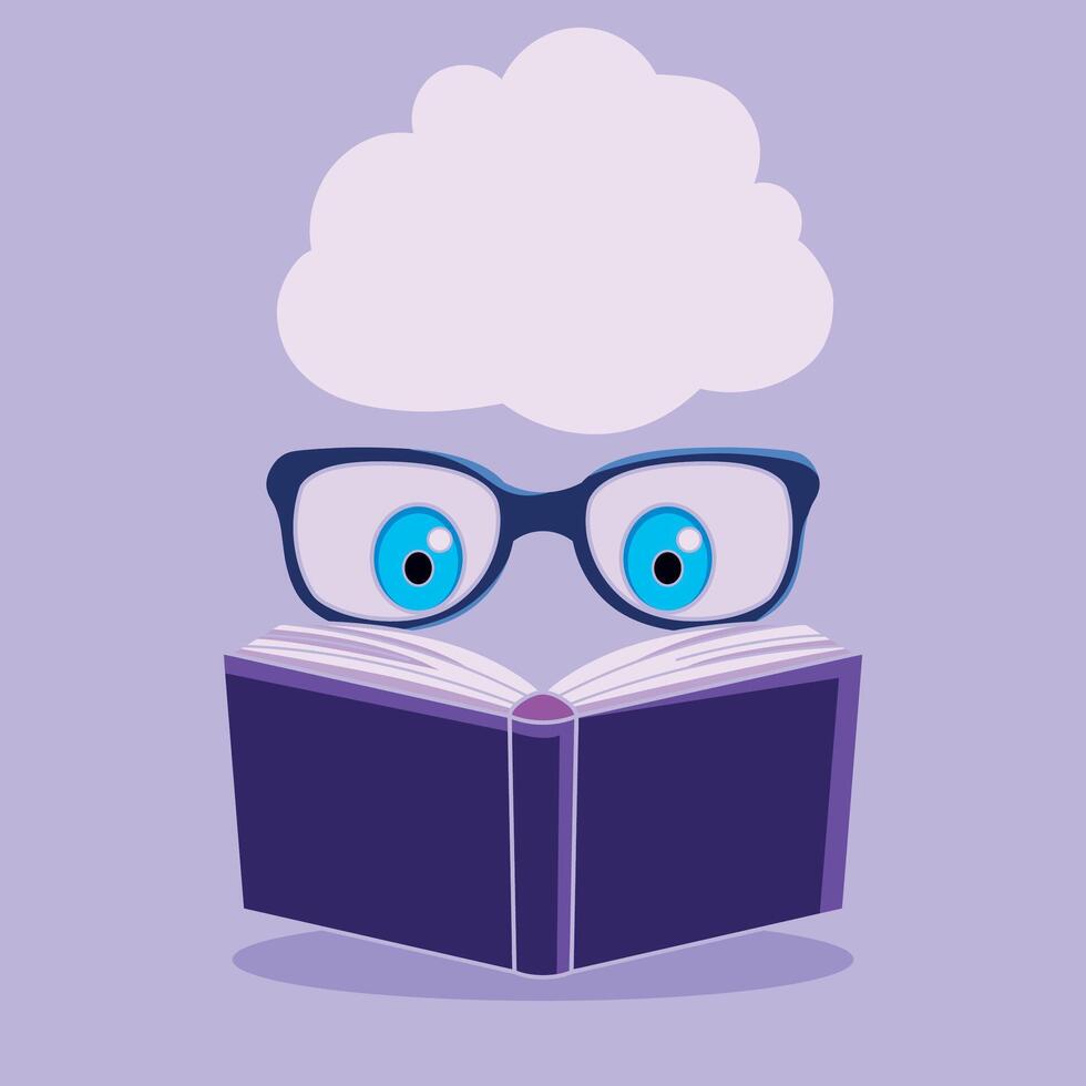 education and knowledge drawing and learning concept with open book and glasses vector