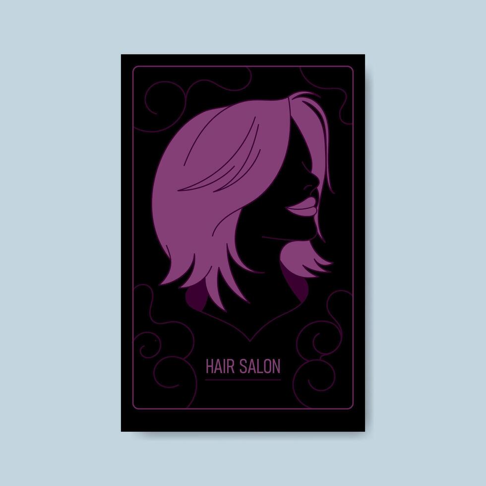 Minimalist poster design with elegant female profile illustration for a beauty salon vector