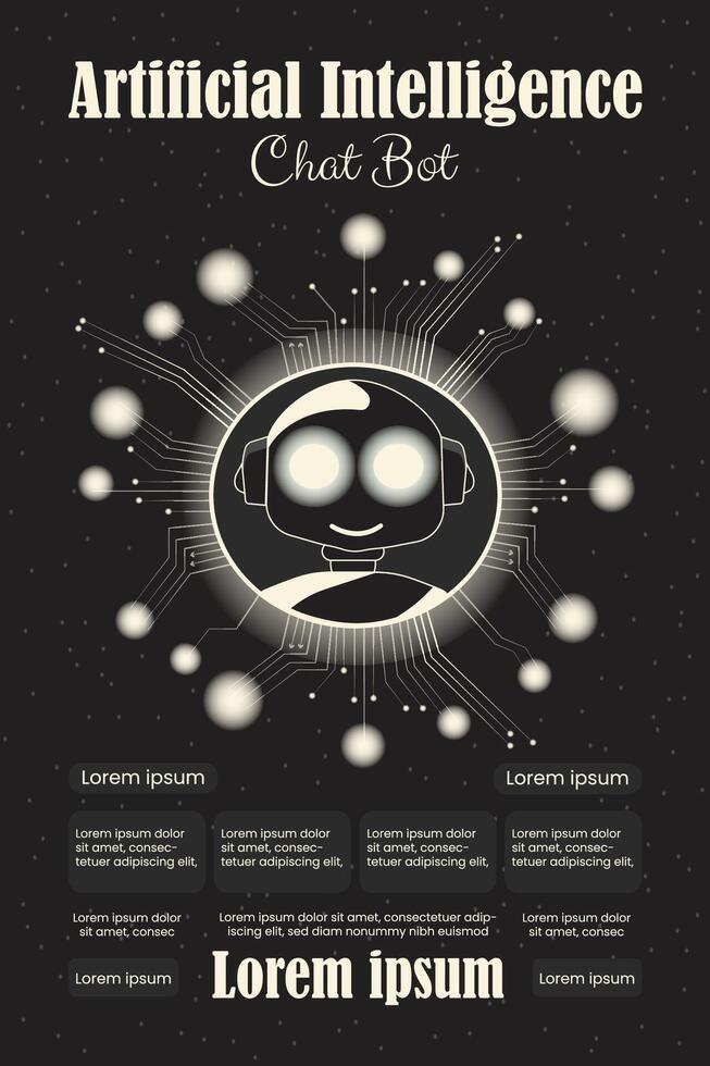 artificial intelligence chat bot flyer design illustration. vector