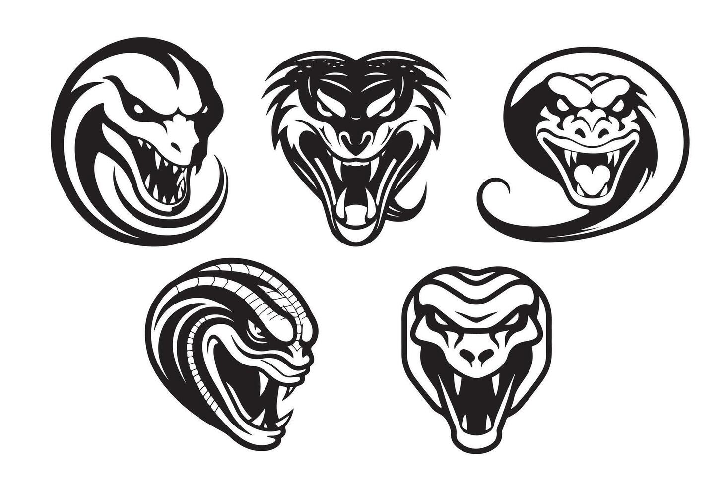 snake set of mystical magic objects- moon, eyes, constellations, sun and stars. Spiritual occultism symbols, esoteric objects. vector