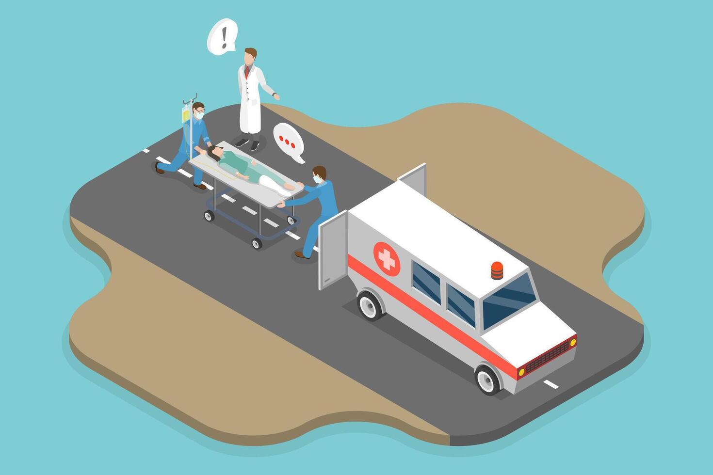 3D Isometric Flat Conceptual Illustration of Emergency, Professional Medic Specialist Staf vector
