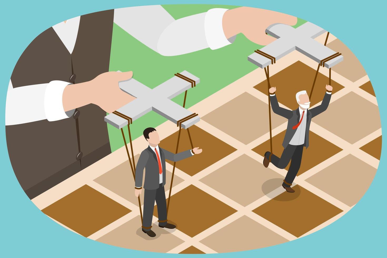 3D Isometric Flat Conceptual Illustration of Brainwashing, TV Propaganda, Mass Media Manipulation vector