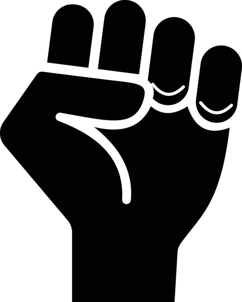 Raised fist icon , strength, power and solidarity flat icon, for apps and websites , black design vector