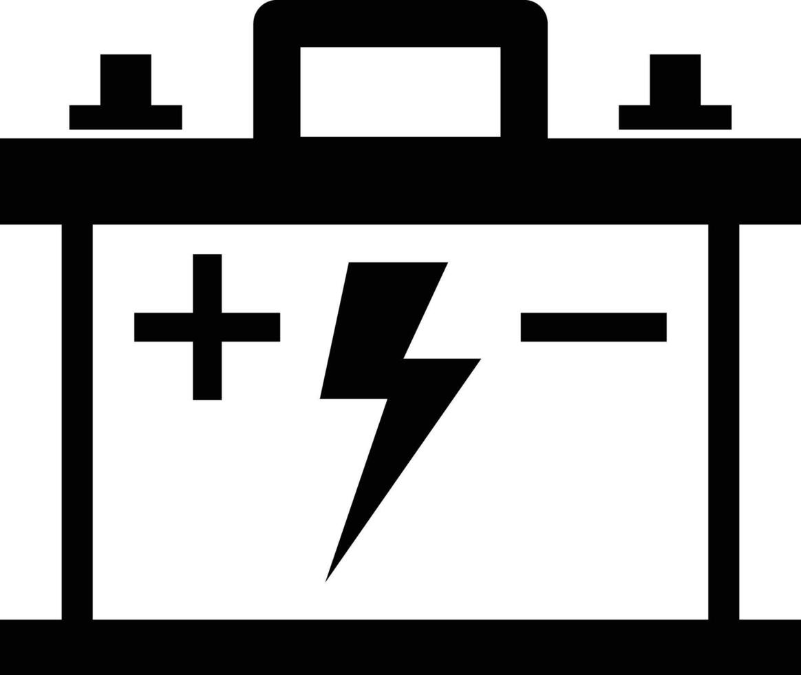 Illustration of car battery icon on white background. black design in trendy style. flat vector